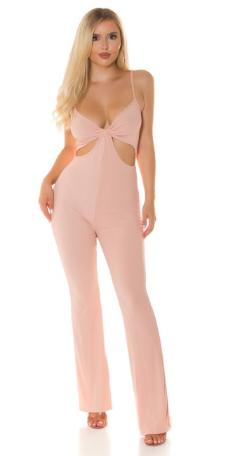 Spaghetti Strap Jumpsuit with Cut-Outs Pink